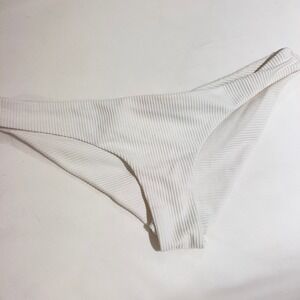 Frankie's Bikinis White Ribbed Bikini Bottoms Cheeky Textured Swimwear